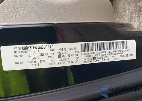 2014 Chrysler Town & Country Touring z USA, uszkodzony, nr VIN 2C4RC1BG6ER448643